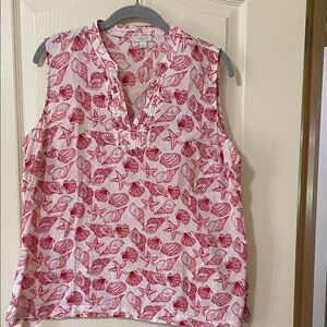 Talbots Red and White Shell pattern top 
Size Lp